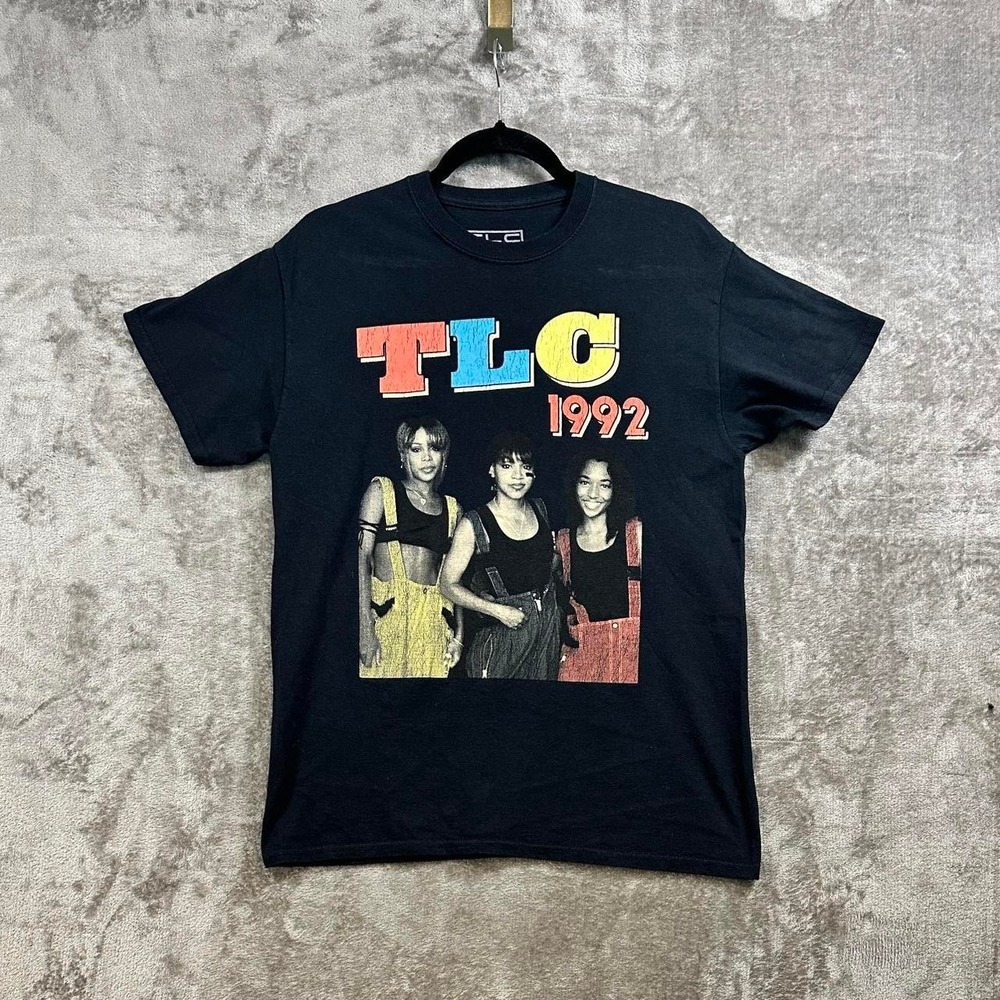 TLC 1992 Graphic Band Tee Medium | 90s R&B Hip Hop Retro Black T-Shirt